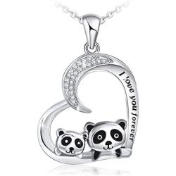 Panda Necklace for Women 925 Sterling Silver I Love You Forever Necklace Jewelry Gifts for Women Mom Wife Daughter Girls