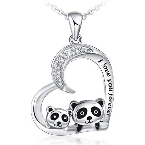 Panda Necklace for Women 925 Sterling Silver I Love You Forever Necklace Jewelry Gifts for Women Mom Wife Daughter Girls