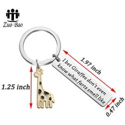 Zuo Bao Funny Giraffe Gifts Giraffe Jewelry Giraffe Lovers Gift I Bet Giraffes Don’t Even Know What Farts Smell Like Keychain Animal Keychain Gift for Best Friend