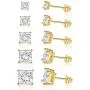 GEMSME 18K Yellow Gold Plated Princess Cut Clear Cubic Zirconia Stud Earrings Pack of 5 GEMSME 18K Yellow Gold Plated Princess Cut Clear Cubic Zirconia Stud Earrings Pack of 5