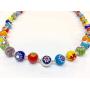 Authentic Murano Glass Millefiori Bead Necklace - Made in Italy