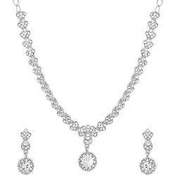 MUCH-MORE Indian Traditional Ethnic Bollywood Crystal Necklace Earrings Set Jewelry For Women