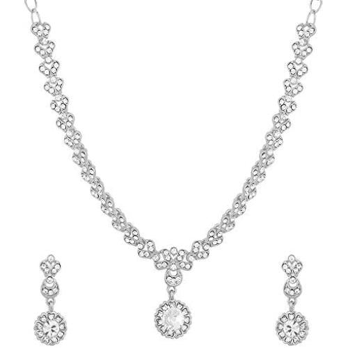 MUCH-MORE Indian Traditional Ethnic Bollywood Crystal Necklace Earrings Set Jewelry For Women