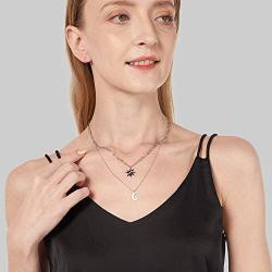 KLKE Layered Gold Necklaces for Women Jewelry Dainty Moon and Star Pendant Choker Necklaces for Womens Day Gifts
