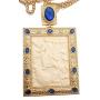 Nazareth Store Jonah & Giant Fish Pectoral Cross Pendant Biblical Icon Crystallized Blue Elements Gold Plated Pendant Christian Priest Bishop Iconic Relic With 24'' Chain Necklace - Jewelry Gift Box