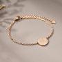 THREE KEYS JEWELRY Rose Gold Initial Bracelet for Girls Gifts Stainless Steel Dainty Coin Name Initial Charm Bracelet Alphabet Letter Pendant Initial Bracelets for Women with Initial