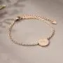 THREE KEYS JEWELRY Rose Gold Initial Bracelet for Girls Gifts Stainless Steel Dainty Coin Name Initial Charm Bracelet Alphabet Letter Pendant Initial Bracelets for Women with Initial