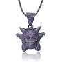 Gengar Purple Cubic Zirconia Hip Hop Pendant Necklace for Fans Classic Collection
