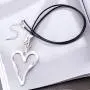 Silver Lover Heart Pendant Fashion Jewelry Black Leather Necklace for Women Long Rope Chain Chokers