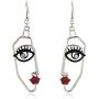 Human Abstract Art Face Crystal Statement Dangle Earrings Vintage Hypoallergenic Face Contour Drop Earring Fashion Punk Style Jewelry for Girls Teens Women