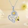 Waysles Sunflower Love Heart Pendant Necklace Engraved You are My Sunshine Sterling Silver Cubic Zirconia Jewelry Gifts for Women Sunflower Bee/Butterfly/Dragonfly
