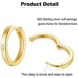 GULICX 3 Pairs Sterling Silver Small Hoop Stud Earrings Cubic Zirconia Cuff Earrings, Tiny Cartilage Huggie Hoop Sleeper Earrings Ball Earrings Piercing Jewellery for Women Girls
