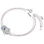 S925 Sterling Silver Choker Short Sideways Hamsa Hand Evil Eye Necklace Pendant for Women Girl
