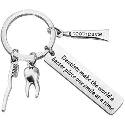 AKTAP Dental Hygienist Gift Funny Dentists Keychain Dentists Make The World A Better Place One Smile at A Time Dental Assistant Jewelry
