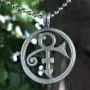 Male Female Soapstone Love Sex Round Icon Symbol Sign Prince Pewter Unisex Womens Mens Boys Girls Pendant Necklace Medallion Lucky Charm protection amulet for Men Women W Silver Ball Chain