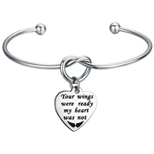 WUSUANED Memorial Jewelry Your Wings were Ready My Heart was Not Bracelet Necklace Loss of Loved One Gift (Your Wings were Ready Bracelet)