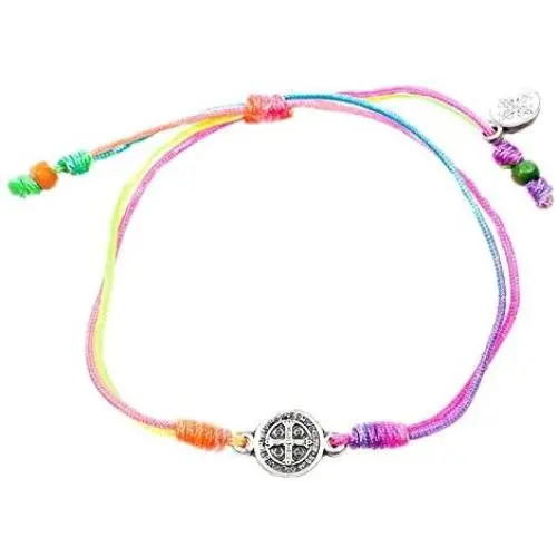 My Saint My Hero Breathe Blessing Bracelet - Silver-Plated Medal on Rainbow Hand-Woven Cord My Saint My Hero Breathe Blessing Bracelet - Silver-Plated Medal on Rainbow Hand-Woven Cord