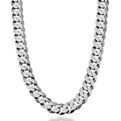 Miabella Solid 925 Sterling Silver Italian 12mm Solid Diamond-Cut Cuban Link Curb Chain Necklace for Men, 18, 20, 22, 24, 26, 28 Inch Made in Italy