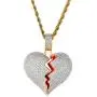 EXGOX Mens and Women 18k Gold Plated Broken Heart Pendant Necklace Hip Hop CZ Fully Iced Out Bling Cuban Stainless Rope Chain Necklace EXGOX Mens and Women 18k Gold Plated Broken Heart Pendant Necklace Hip Hop CZ Fully Iced Out Bling Cuban Stainless Rope Chain Necklace