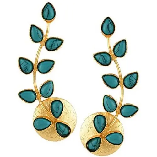 Efulgenz Indian Bollywood 14K Gold Plated Crystal Pearl Floral Leaf Dangle Drop Big Earrings Jewelry Set Efulgenz Indian Bollywood 14K Gold Plated Crystal Pearl Floral Leaf Dangle Drop Big Earrings Jewelry Set