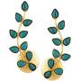 Efulgenz Indian Bollywood 14K Gold Plated Crystal Pearl Floral Leaf Dangle Drop Big Earrings Jewelry Set
