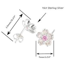 925 Sterling Silver Plated Color Flower Stud Earrings for Women Teen Girls