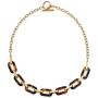 Bling Jewelry Fashion Brown Oval Link Tortoise Shell Collar Necklace for Women for Teen 14K Gold Plated Stainless Steel Toggle Clasp