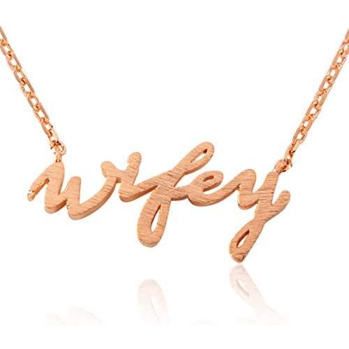 Message Letter Charm Delicate Necklace - Inspirational Quote Plate Pendant Chain Jewelry Mom, Wifey, Faith Valentines, Mothers Day, Bridesmaid Gift