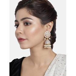 Aheli Unique Wedding Festive Party Wear Flower Enamel Indian Jhumki Faux Stone Studded Drop Dangle Earrings Ethnic Fashion Jewelry for Women Girls