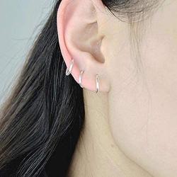 Small Silver Hoop Earrings - 3 Pairs Cartilage Earring Hoop Set| Hypoallergenic 925 Sterling Silver Hoop Earrings for Women Men Girls Boys Tragus Lips Nose Rings 8/10/12mm