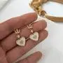 14K Gold Heart Crown Earrings Cuban Zirconia Heart Earrings Retro Palace Style Crown Drop Earrings for Women Girls