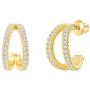PAVOI 14K Gold Plated Sterling Silver Split Hoop Huggie Earrings in Rose Gold, White Gold and Yellow Gold