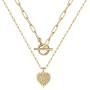 Layered Gold Initial Necklaces for Women, 14K Gold Plated Dainty Layering Paperclip Toggle Choker Chain Necklace Personalized Heart Initial Pendant Layered Necklaces for Women Gold Jewelry Gifts