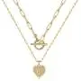 Layered Gold Initial Necklaces for Women, 14K Gold Plated Dainty Layering Paperclip Toggle Choker Chain Necklace Personalized Heart Initial Pendant Layered Necklaces for Women Gold Jewelry Gifts