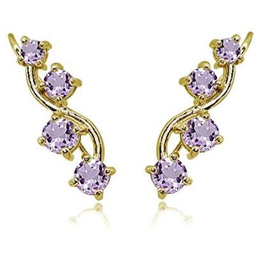 Sterling Silver Genuine or Synthetic Gemstone Small Vine Climber Crawler Earrings