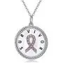 AOBOCO Breast Cancer Survivor Gifts for Women, Sterling Silver Breast Cancer Awareness Necklace, Pink Ribbon Inspirational Jewelry Gift