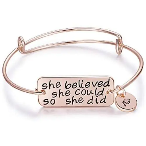Ingooood Graduation Gift Bracelet for Women 2021 Graduation Cap Bracelet She Believed She Could So She Did Adjustable Bracelet for Women (Rose Gold) Ingooood Graduation Gift Bracelet for Women 2021 Graduation Cap Bracelet She Believed She Could So She Did Adjustable Bracelet for Women (Rose Gold)