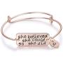 Ingooood Graduation Gift Bracelet for Women 2021 Graduation Cap Bracelet She Believed She Could So She Did Adjustable Bracelet for Women (Rose Gold)