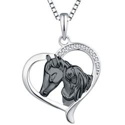 YL Horse Nckelace 925 Sterling Silver Animals Pendant Heart Jewelry for Women