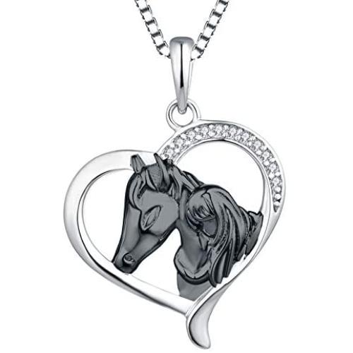 YL Horse Nckelace 925 Sterling Silver Animals Pendant Heart Jewelry for Women