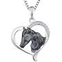 YL Horse Nckelace 925 Sterling Silver Animals Pendant Heart Jewelry for Women