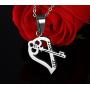 HUANIAN His&Hers Stainless Steel Key to Love Matching Half of Heart 520 Pendant Necklace for Couples