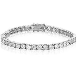 SHKA 925 Sterling Silver Round Cut Tennis Bracelet 18K Women’s Bracelet CZ Bracelets with Sparking Cubic Zirconia