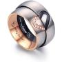 LAVUMO Matching Promise Rings for Couples Love You Forever Wedding Bands Sets for Him and Her Half Heart Rings Stainless Steel 6mm with Box Comfort Fit