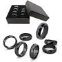 Genuine Hematite Rings for Women and Men, Hematite Ring that Absorbs Negative Energy ,Anxiety Balance Root Chakra for Unisex（Pack of Mixed Size） (6mm Magnetic Multi-faceted Rings(7Pcs))