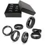Genuine Hematite Rings for Women and Men, Hematite Ring that Absorbs Negative Energy ,Anxiety Balance Root Chakra for Unisex（Pack of Mixed Size） (6mm Magnetic Multi-faceted Rings(7Pcs))