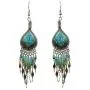 Teardrop Silk Thread Long Beaded Metal Dangle Earrings - Womens Fashion Handmade Jewelry Boho Accessories