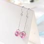 NEOGLORY Jewelry Authentic Platinum Plated Cubic Zirconia Long Fish Hook Drop Earrings for Women 2'' 6 Colors