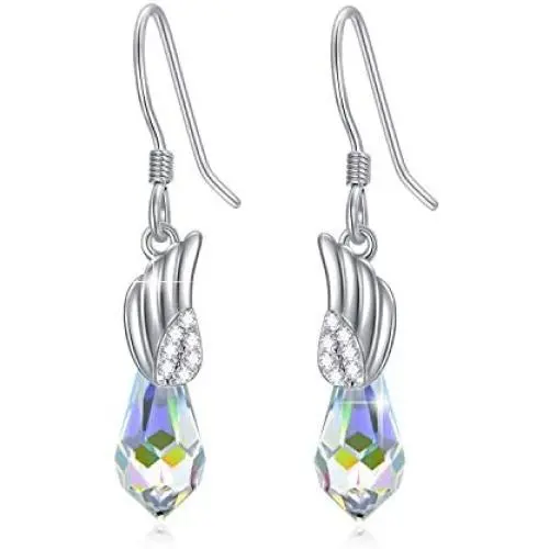 Leverback Earrings Sterling Silver Butterfly Cross Angel Wings Dangle Drop Earrings, Crystals from Austria, Valentine Christmas Anniversary Jewelry Gifts for Women Girls Leverback Earrings Sterling Silver Butterfly Cross Angel Wings Dangle Drop Earrings, Crystals from Austria, Valentine Christmas Anniversary Jewelry Gifts for Women Girls