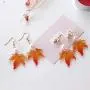 3 pairs Red Maple Leaf Earrings Sets,Christmas Earrings for Womens Girls,Thanksgiving Jewelry,Long Tassels Pearl Drop Dangle Earrings